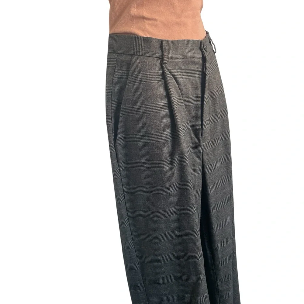 π Kendall & Kylie Gray/Blue Plaid Wide-Leg Trousers - Size Large - Picture 6 of 13